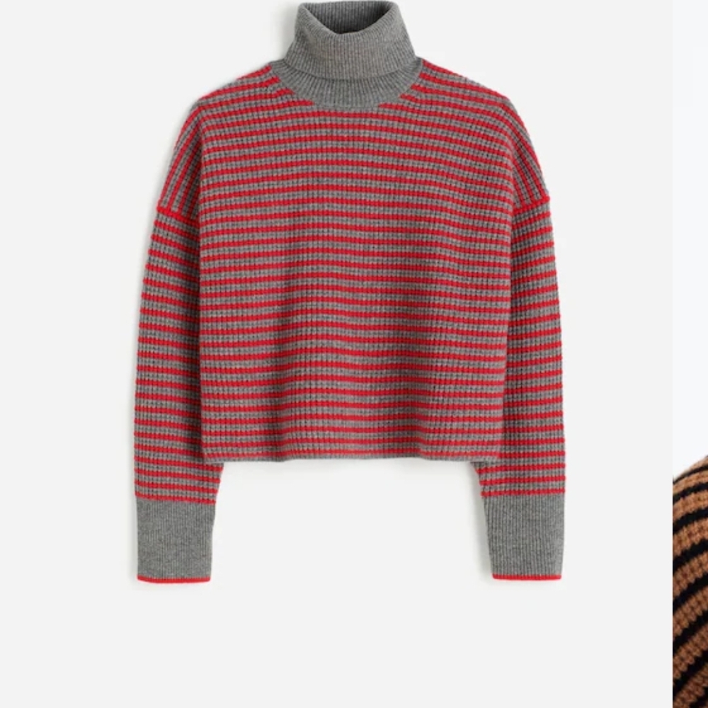 Madewell Red and Gray Striped Turtleneck Sweater NWT